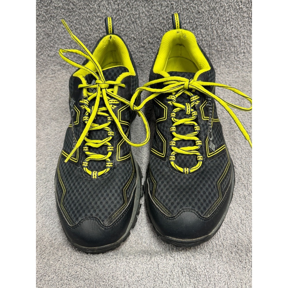 Columbia Techlite Trail Running Shoes Men's 10 Black Neon Yellow Omni-Grip Lug